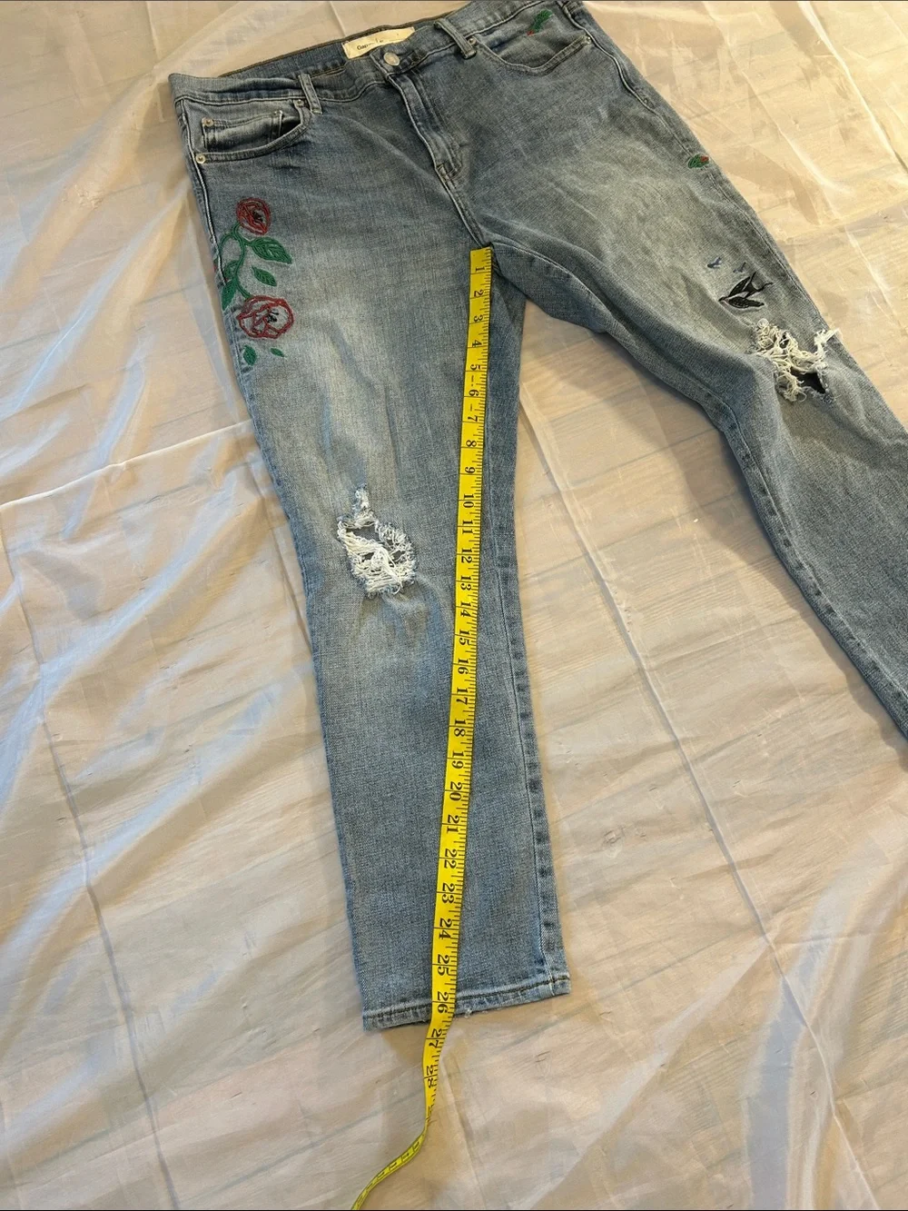 GAP Light Blue Boyfriend Jeans with Floral Patches